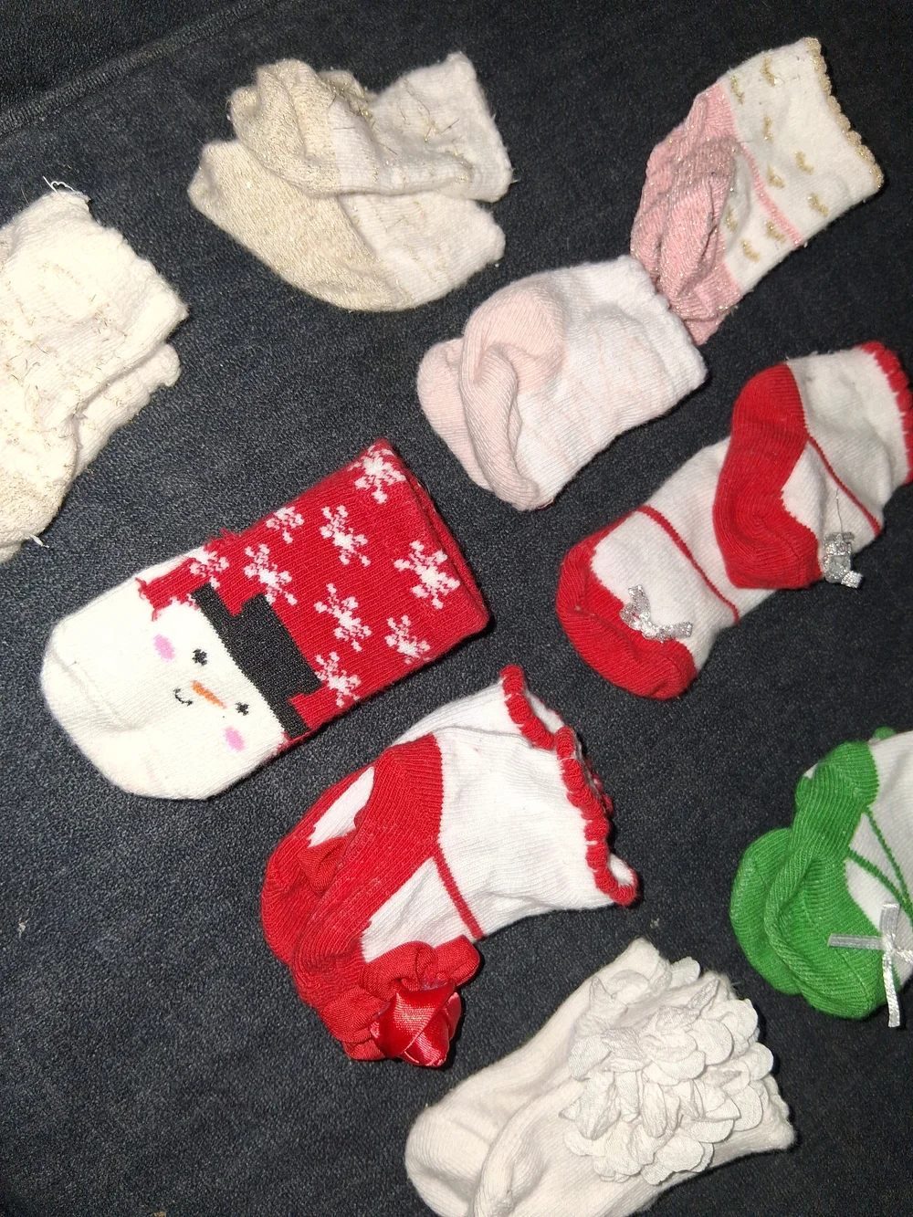 Kids Holiday Red & White Snowman Socks 0-3 Months Bundle